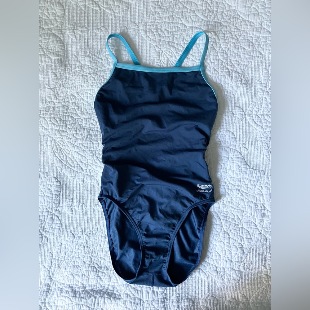 Speedo Women’s Endurance+ Blue One Piece Swimsuit Bathing Suit